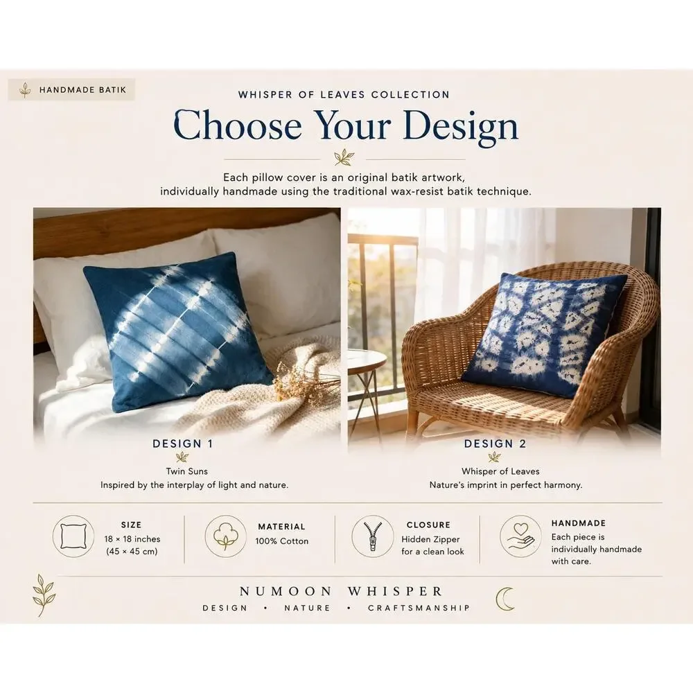Handmade Indigo Batik Pillow Cover | Cotton Throw | Modern Geometric